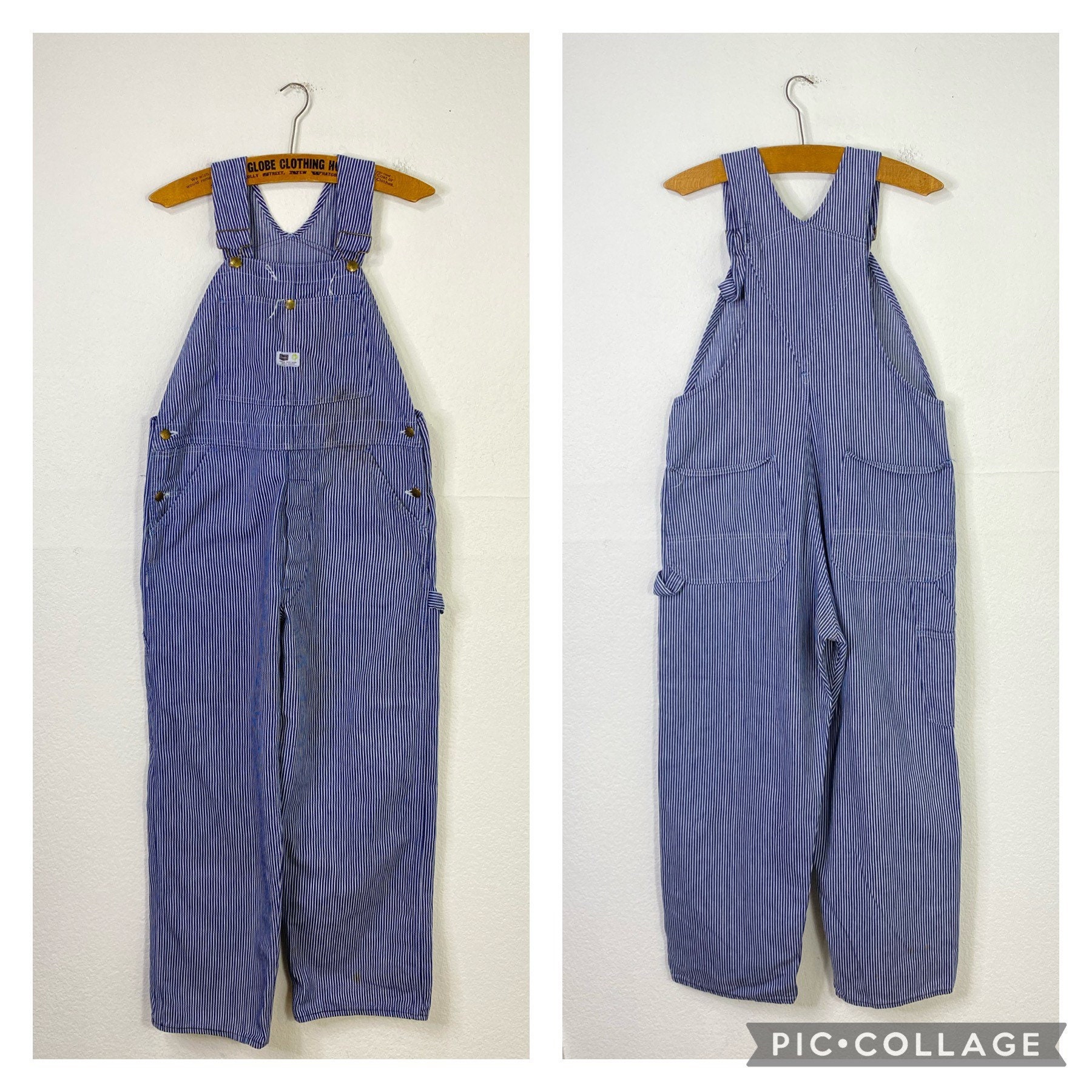 80s SEARS Hickory Striped Overalls Work Wear Work Pants Size 38 