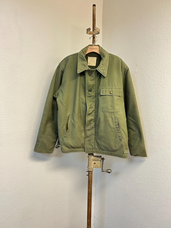 70s Vintage Military USN A-2 Deck Jacket U.s.navy Stencil