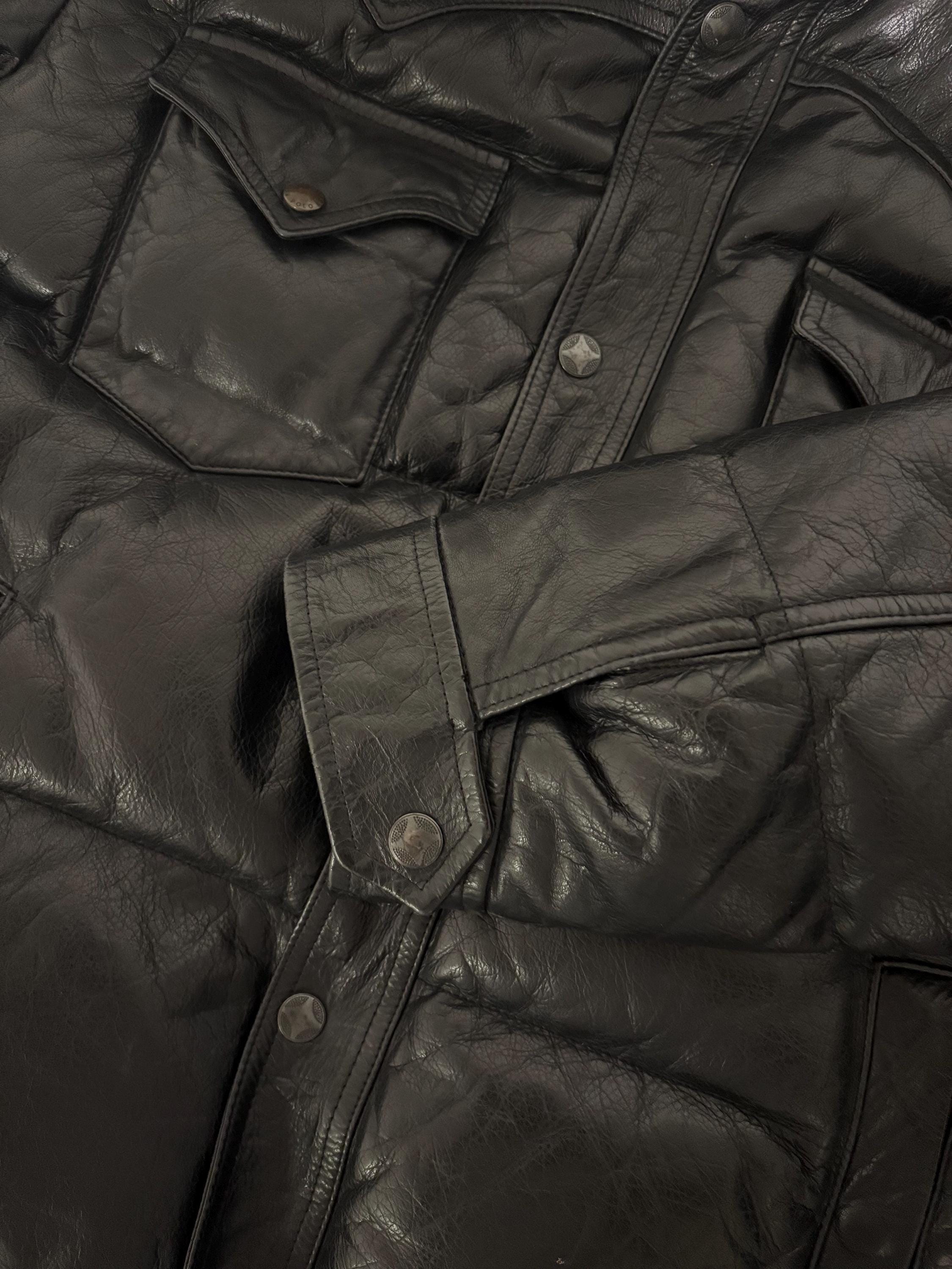 90s Vintage Polo Ralph Lauren Leather Down Jacket RRL Size M