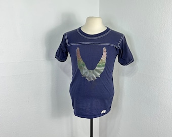 90年代ヴィンテージ風ダメージ加工ストライプTシャツ 100%コットン