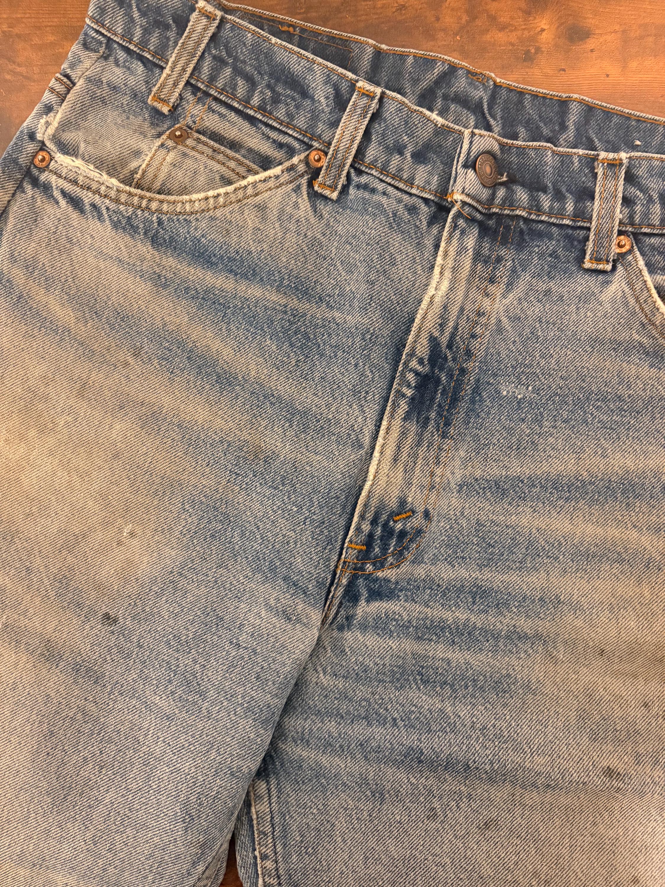 80s Vintage Distressed Levis 517 Flare Jeans Bootcut Denim Pants