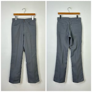 70s 80s vintage levis poly pants flare boot cut trousers gray color size 32 865053
