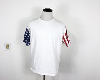 90s vtg american flag sleeve 100% cotton t shirt size XL