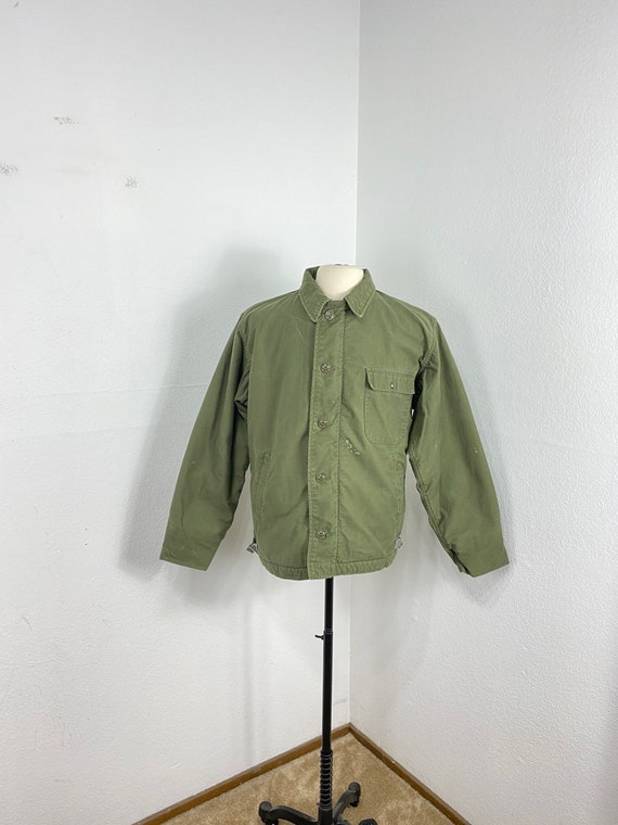 80's vintage military U.S.Navy A-2 deck jacket ste