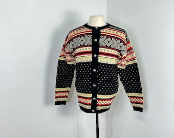 euro vintage 100% wool norwegian sweater cardigan made in norway 865623