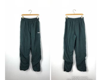 90's vintage fila nylon active pants green color size L