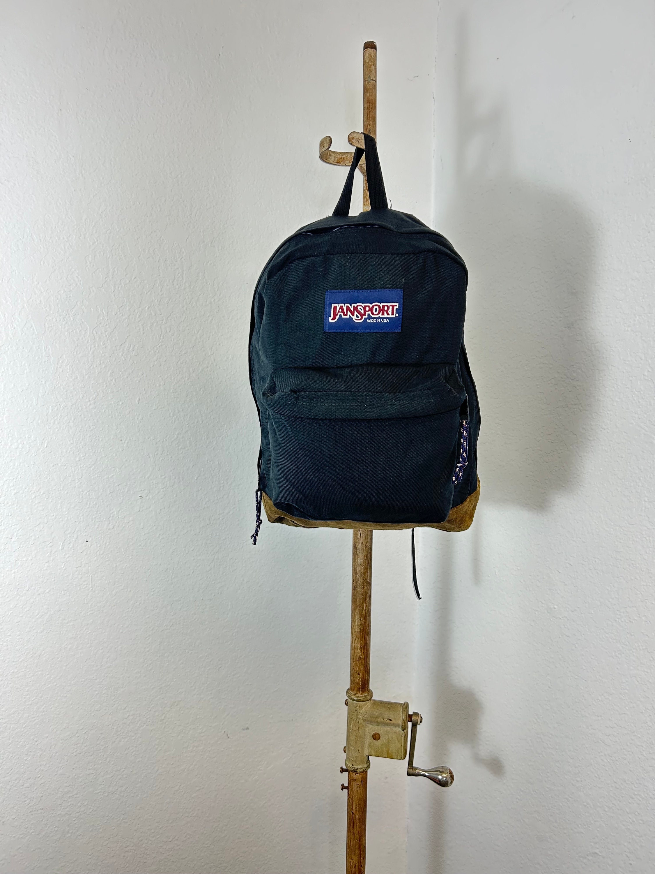 90s Vintage Jansport Bottom Leather Backpack Made in Usa