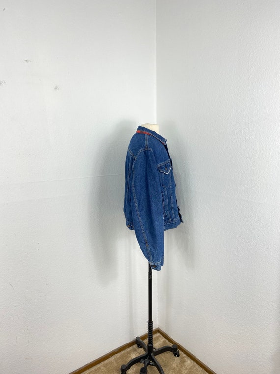 80s vintage levis flannel lined denim trucker jac… - image 3