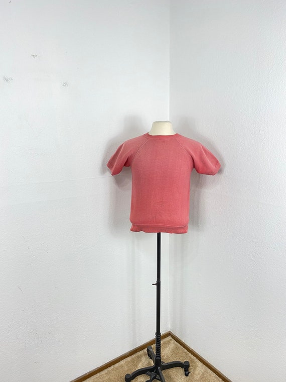 60s vintage 100% cotton faded red color short slee