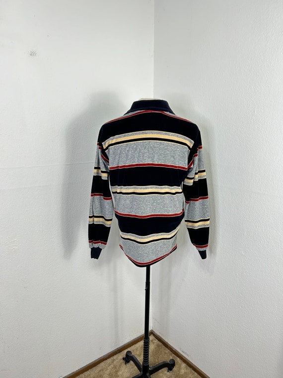 70s vintage campus striped velvet pullover shirt … - image 2