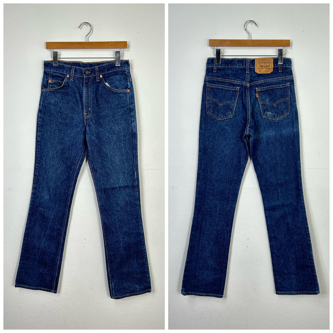 80s Vintage Levis 517 Dark Wash Flare Jeans Boot Cut Denim Pants