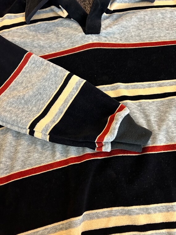 70s vintage campus striped velvet pullover shirt … - image 4