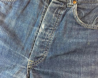 1930's vintage cut off indigo denim shorts pants work wear button fly size w30 Clothing Mens Clothing Shorts 