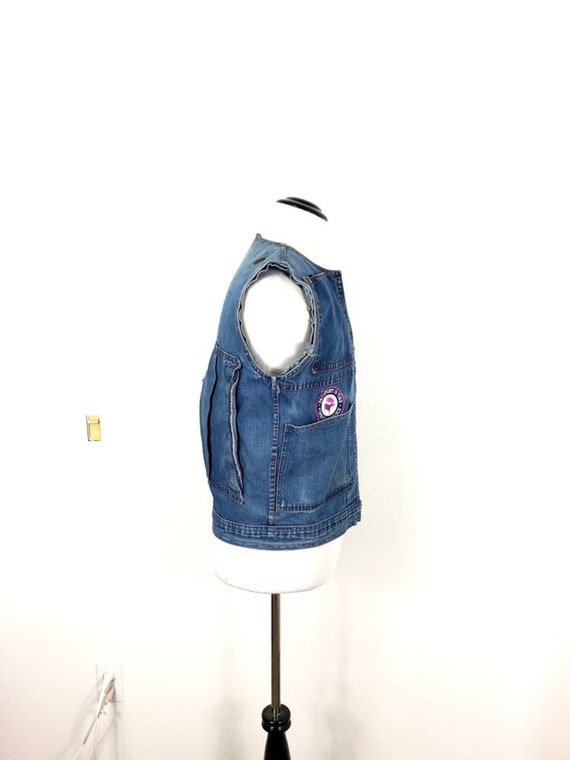 70s vtg distressed indigo denim vest work wear - image 3