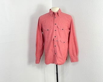 C.C.Filson 100% cotton red chambray shirt hunting fishing work wear size Large