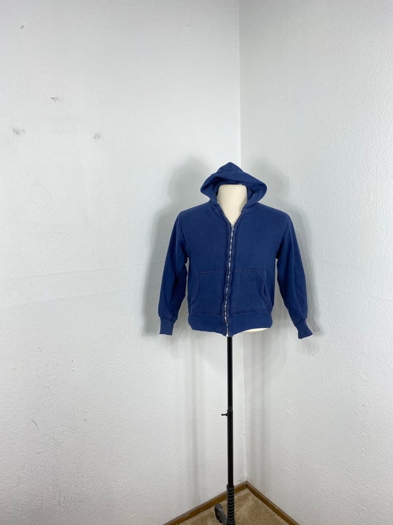 60s vintage 100% cotton thermal lined zip up hoodi