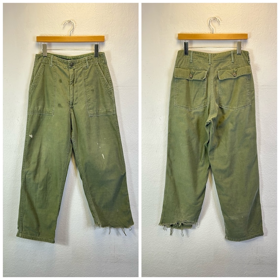 60s 70s Distressed Vintage U.S. Army Distressed Og-107 Baker Pants  