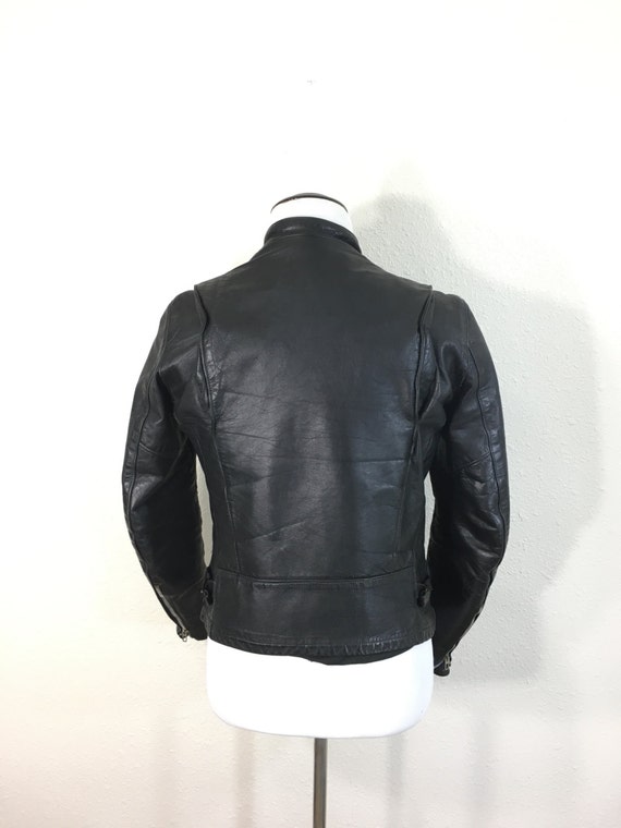 60s 70s vintage leather single riders jacket moto… - image 2