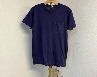 70s 80s vintage pocket t shirt 100% cotton 443488