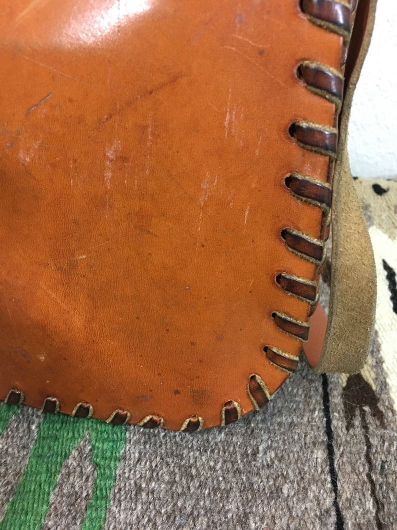 70's vintage hand stiching leather soulder hand bag | Etsy