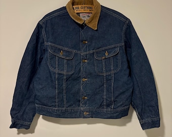 Vintage 70s-80s Lee Storm Rider Jean Jacket, Corduroy Collar