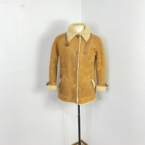 70s 80s vintage euro vintage sheep skin leather jacket winter coat made in france 806509 image 1
