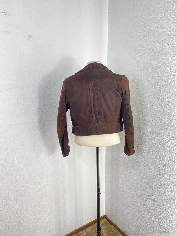 30s 40s vintage nuback leather zip up jacket leat… - image 2