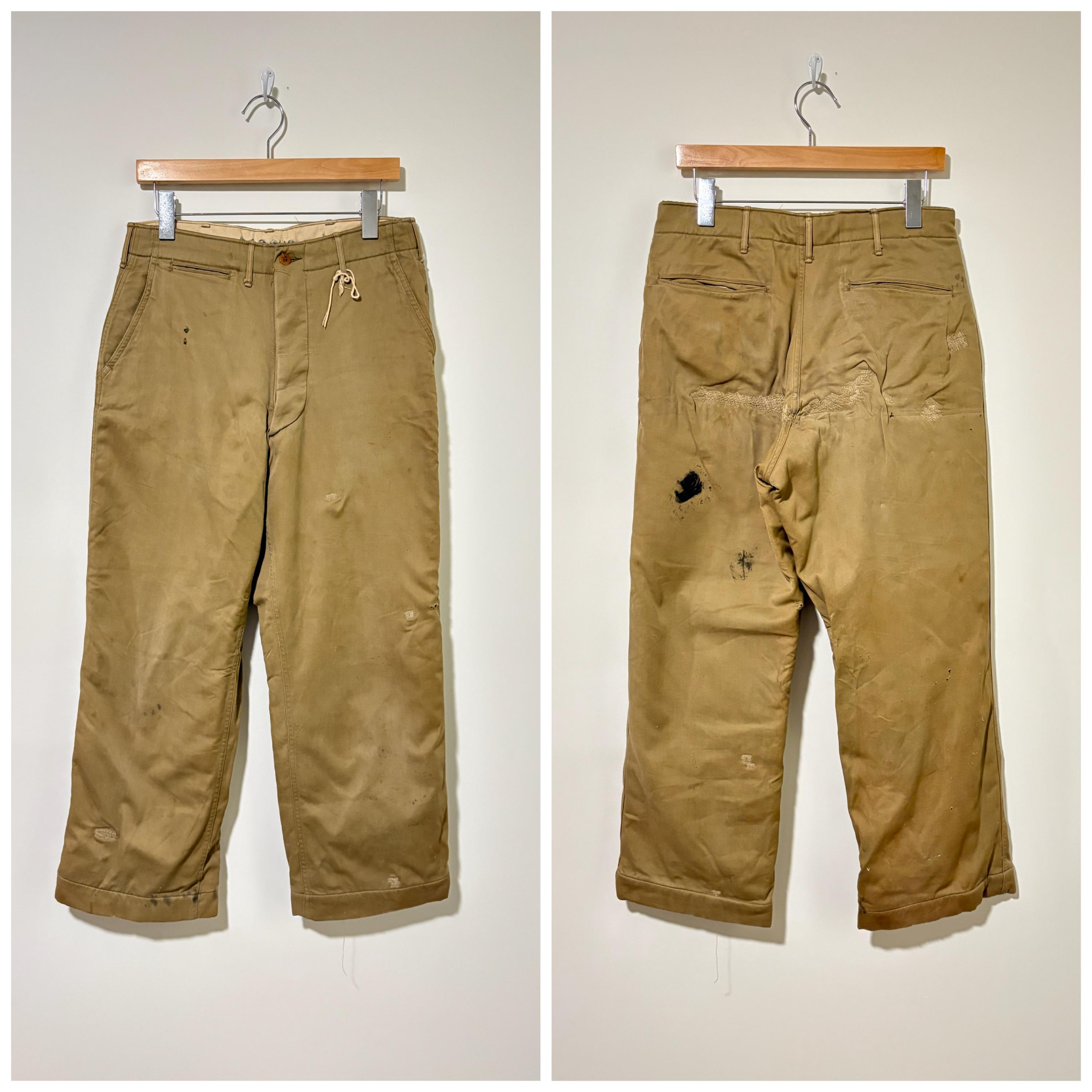 Wwii 40s Vintage Distressed Military M-42 Khaki Chino Pants