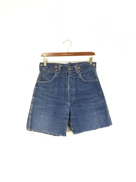 1930's vintage cut off indigo denim shorts pants w