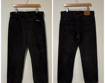 90s vintage black levis 501  jeans denim pants made in usa size 36 443618