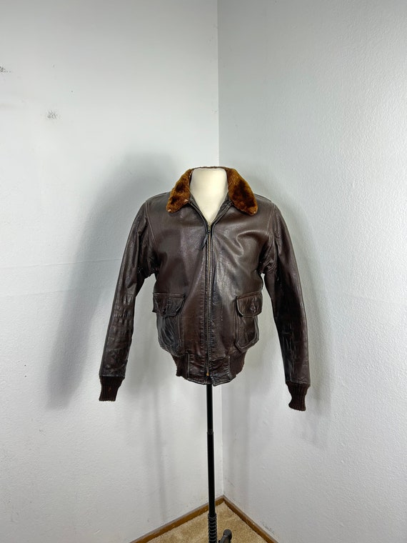 60s vintage distressed military U.S.Navy USN G-1 leather jacket bomber jkt