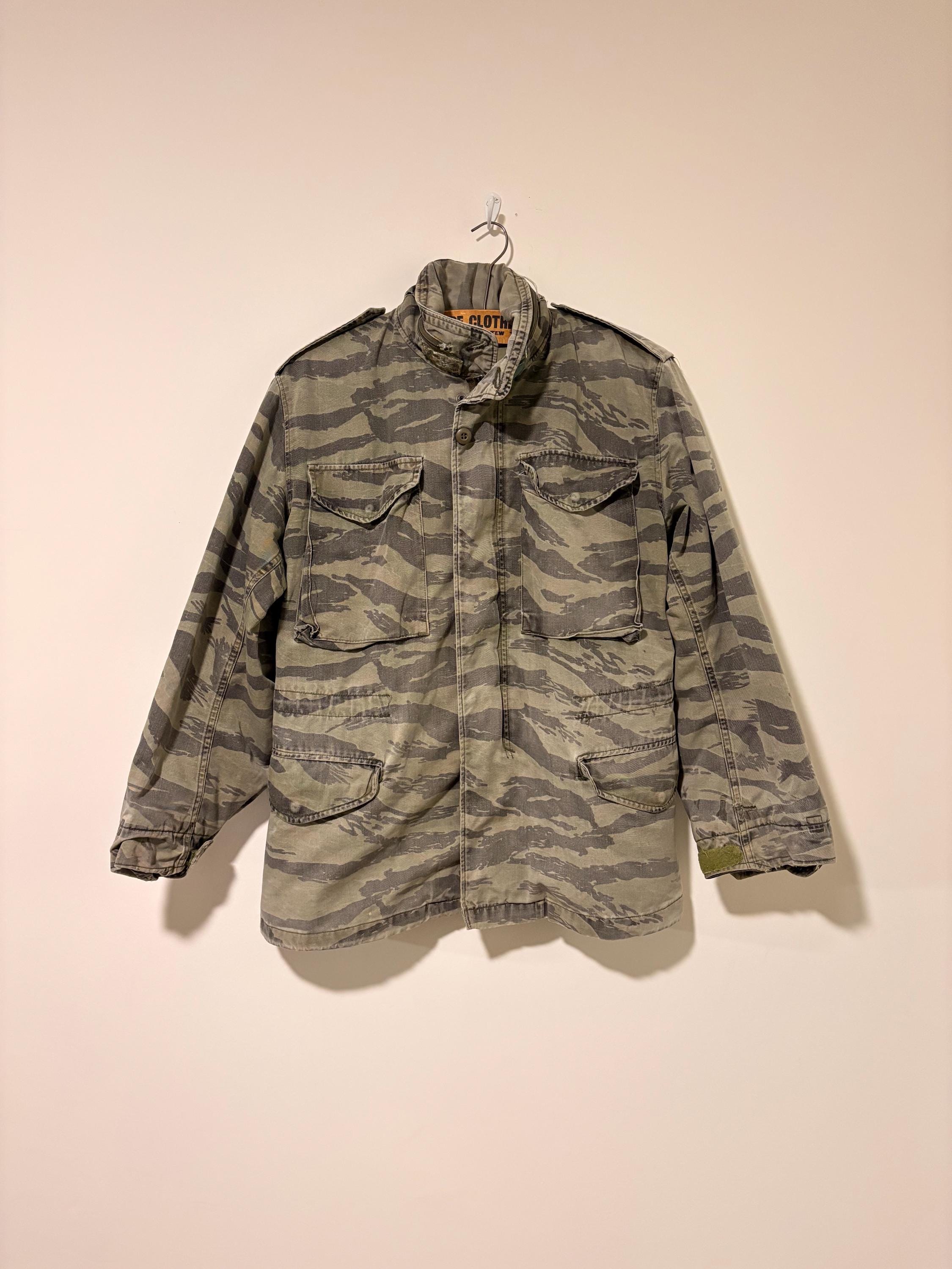 80s Vintage Military Tiger Stripe Camo M-65 Field Jacket Size S 