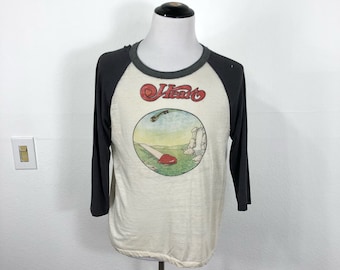 70's vintage art raglan sleeve t-shirt thin soft
