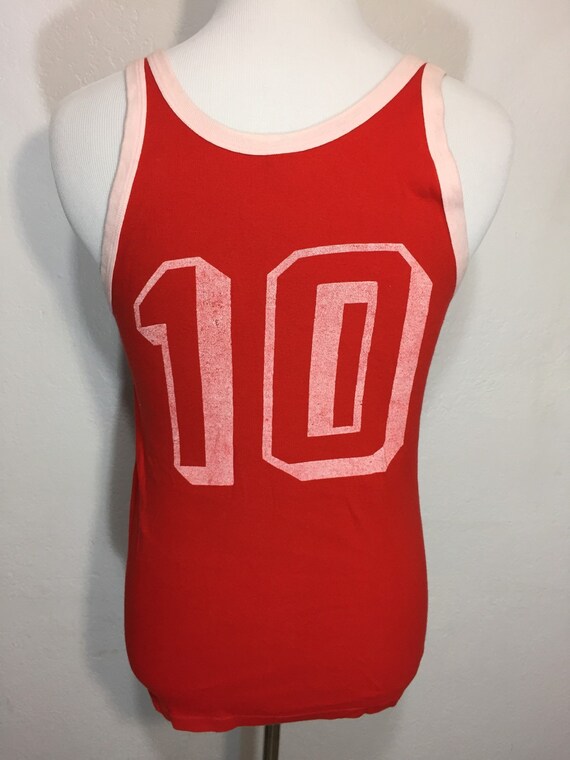 vintage tank sports jersey frock print red unisex - image 2