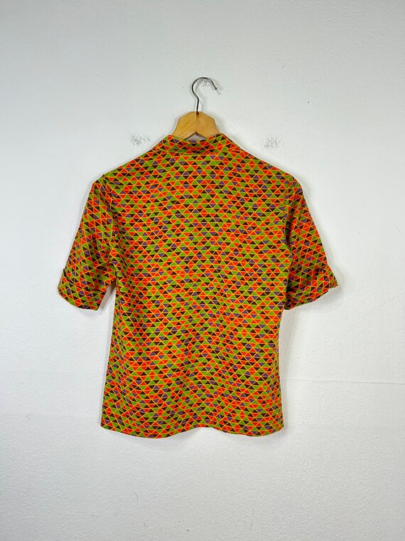 60s vintage cotton short sleeve button up shirt s… - image 2