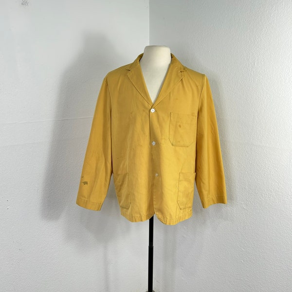 70s vintage cotton poly blend distressed work jacket blazer type coat 865459