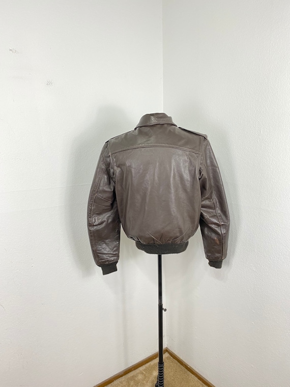 70s vintage a-2 style leather jacket made in usa … - image 2