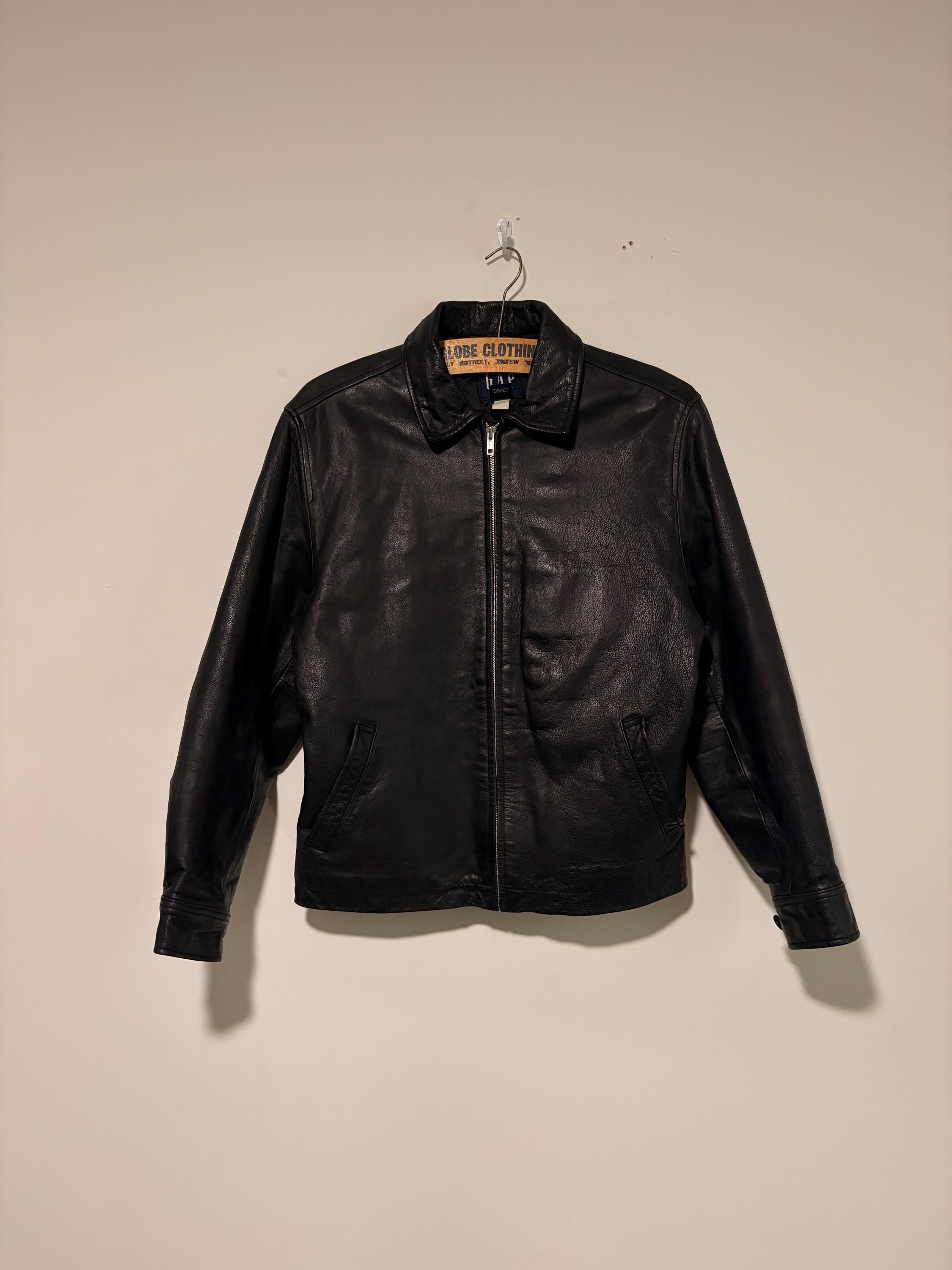 Vintage Gap Leather Trucker Jacket - Etsy