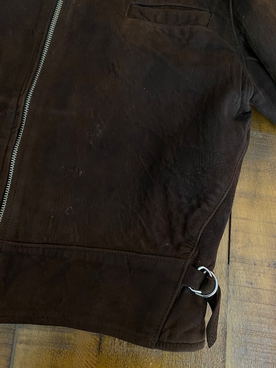 30s 40s vintage nuback leather zip up jacket leat… - image 6