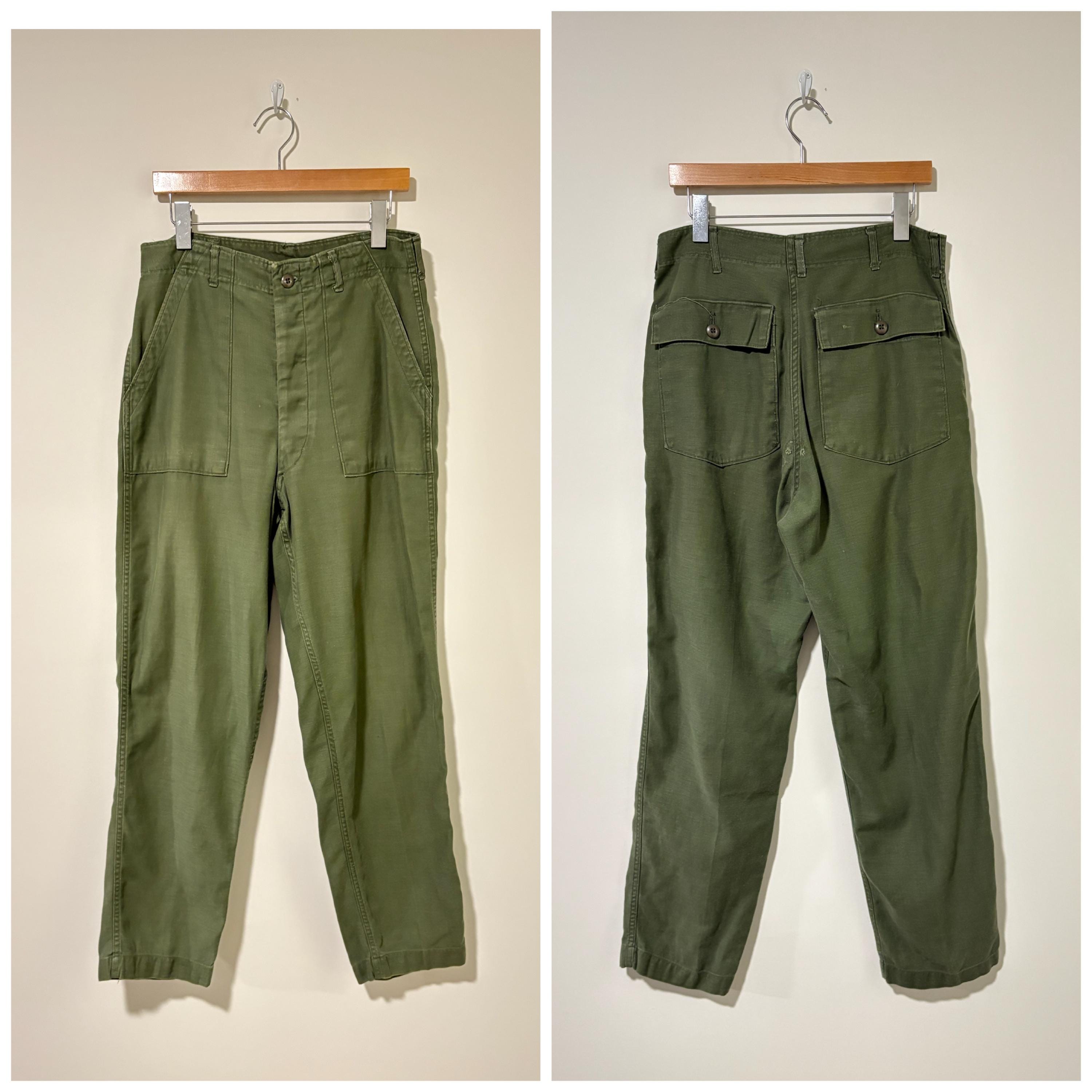 70s Vintage Military U.S. Army Og-107 Baker Pants Button Fly Size