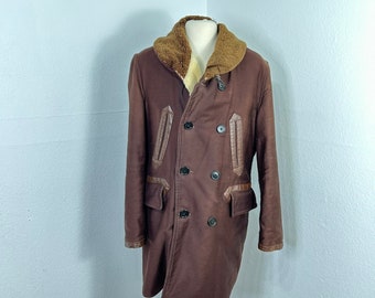 40s vintage mackinaw coat sherpa lined jeep coat jacket 865613