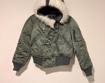 Vintage N-2B Flight Jacket: Men's Army Bomber Parka, Attached Hood