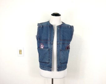 70s vtg distressed indigo denim vest work wear