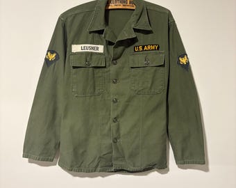 Vintage 70s OG Us Army Green Fatigue Shirt Small Us Army Olive