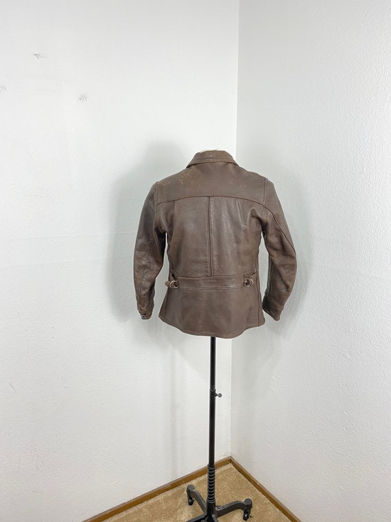 40s 50s vintage leather jacket flannel lined moto… - image 2