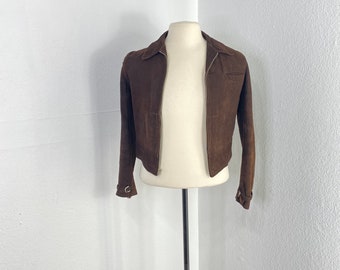 30s 40s vintage nuback leather zip up jacket leather coat 865441