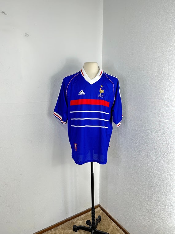 90s Vintage France National Team Soccer Football Jersey Vtg Adidas