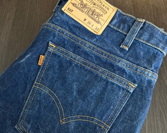 80s Vintage Levis 517 Flare Jeans Boot Cut Denim Pants Red Tab