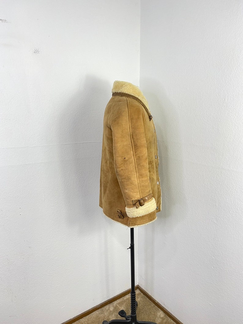 70s 80s vintage euro vintage sheep skin leather jacket winter coat made in france 806509 image 3