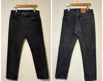 1980s Levi’s 501 Black Denim Made in USA 80s Vintage Levis 501 Black Jeans Denim Pants Made in Usa Size 34